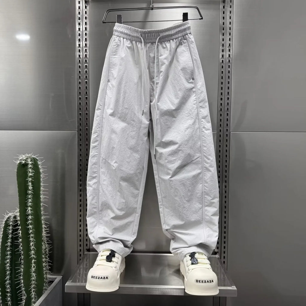 2025 New Trendy Brand Loose Wide Leg Pants Summer Casual Pants Men's Puff Handsome Work Pants Versatile Straight Leg Sports Pant