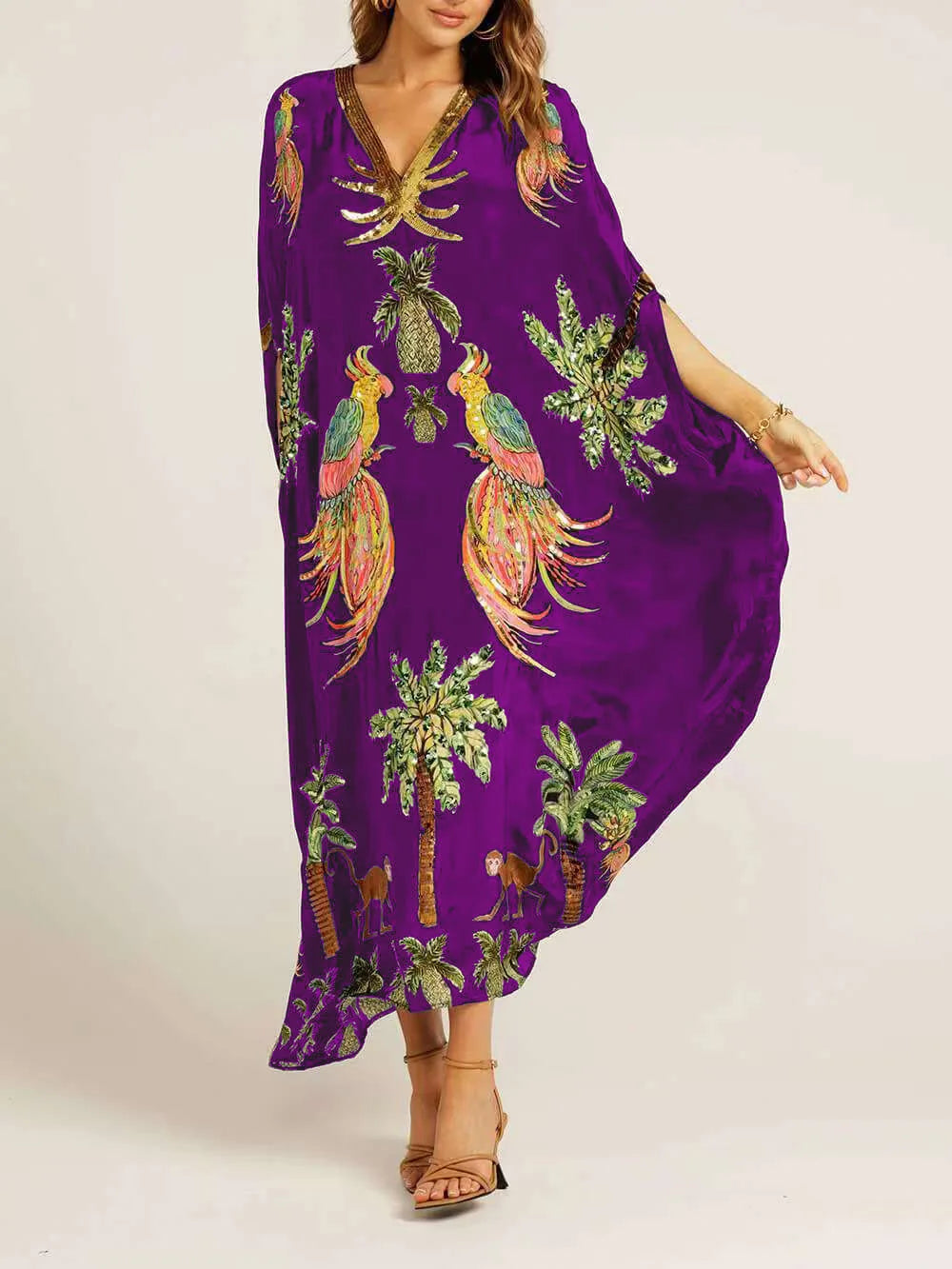 Women Bohemian Maxi Dresses 2025 Summer Loose V-neck Fashion Sexy Hipster Elegant Retro Printed Female Casual Long Robe Vestidos