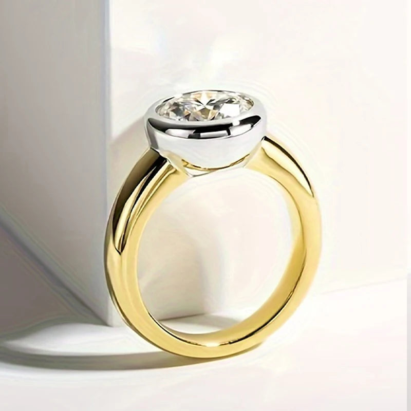 خاتم مويسانيتي فضي عيار 925، بسيط ولامع، مناسب لحفلات الخطوبة والزفاف للرجال والنساء، هدايا مجوهرات الموسم