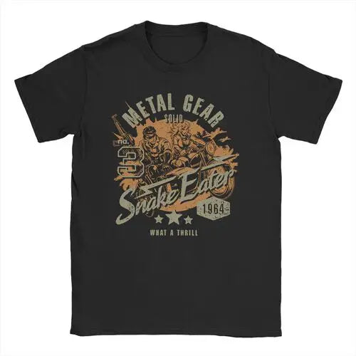 تي شيرت رجالي ونسائي MGS1 Solid Snake Game T-Shirt Metal Gear قطني مضحك بأكمام قصيرة ورقبة دائرية تي شيرت كلاسيكي