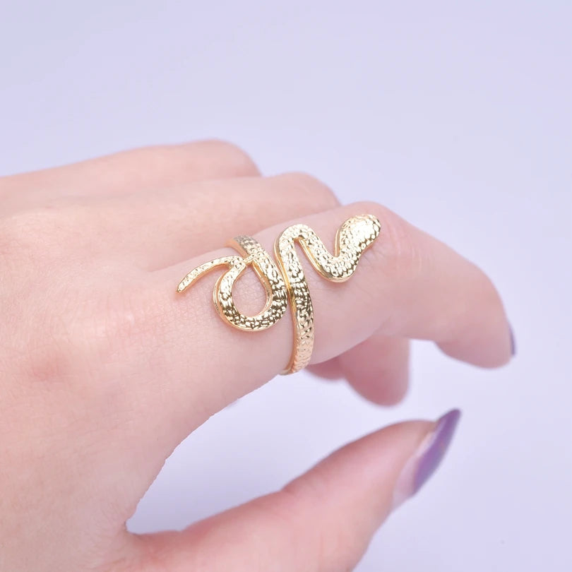 خواتم أنيقة مطلية بالذهب من الفولاذ المقاوم للصدأ، 6 قطع/مجموعة، بتصميمات زهور ونجوم وأوراق شجر وحب وثعبان، خواتم مجردة، مجوهرات نسائية بالجملة