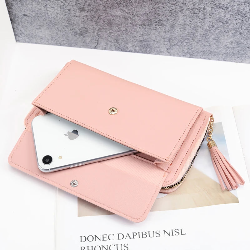 2024 new large-capacity multi-functional solid color one-shoulder bag fashion simple horizontal slung mobile phone bag lady