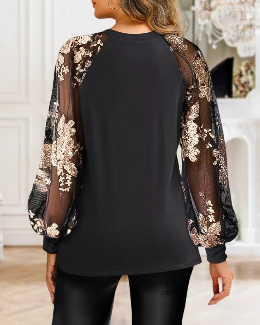 بلوزات نسائية عصرية بأكمام طويلة وتي شيرت من الدانتيل المكشكش وبلوزات محبوكة على شكل وافل وبلوزات بياقة دائرية سادة وبلوزات كاجوال