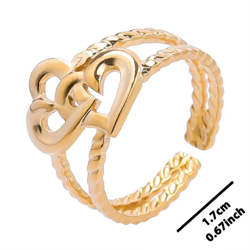 خواتم أنيقة مطلية بالذهب من الفولاذ المقاوم للصدأ، 6 قطع/مجموعة، بتصميمات زهور ونجوم وأوراق شجر وحب وثعبان، خواتم مجردة، مجوهرات نسائية بالجملة