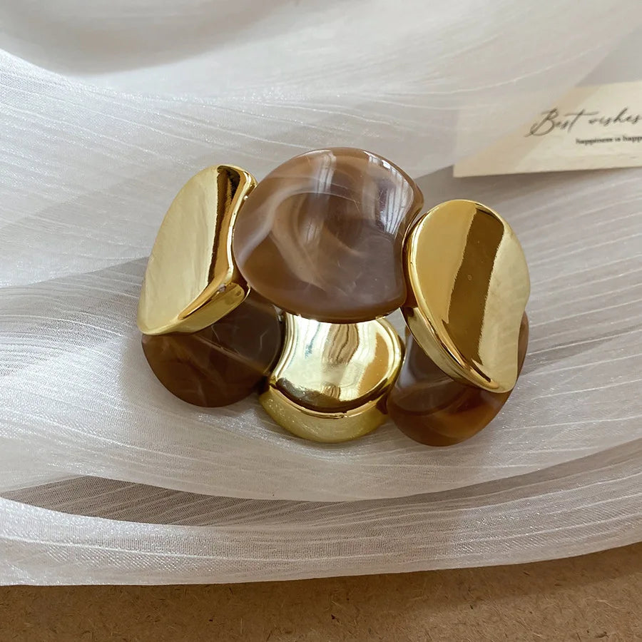 أساور من الراتنج بحبل مطاطي دائري متعدد الأنماط للنساء أساور أكريليك عتيقة ملطخة مجوهرات حفلات شخصية K1