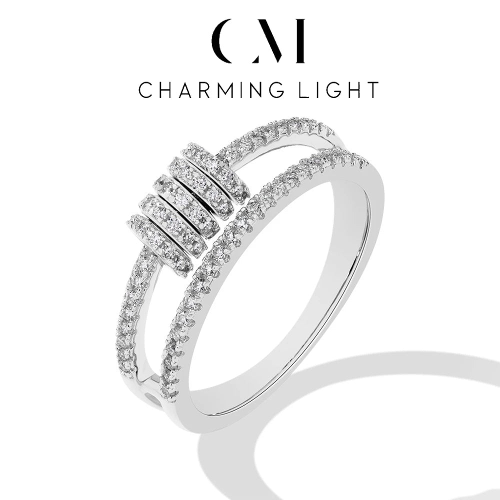 خاتم مويسانيتي كامل ساحر مخصص مرصع بالألماس اللامع من فضة إسترليني عيار 925 مطلي بالذهب للنساء مجوهرات فاخرة بالجملة