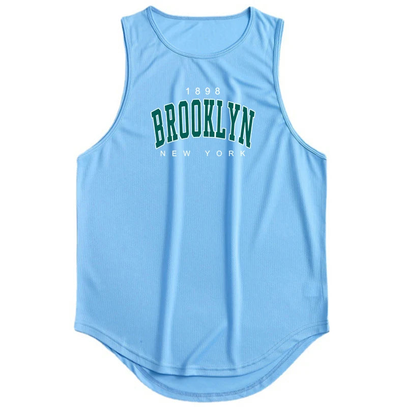 1898 Brooklyn New York Printed Summer Fashion Sports Tank Tops Mens Quick Dry Running Vest Mesh Gym Clothing Basketball Jerseys