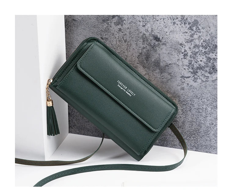 2024 new large-capacity multi-functional solid color one-shoulder bag fashion simple horizontal slung mobile phone bag lady