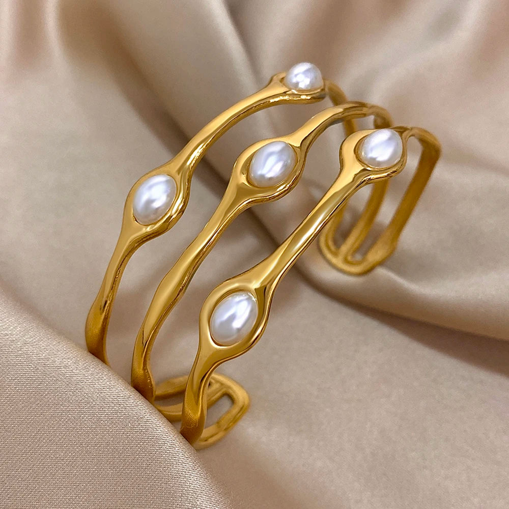 3 قطع من أساور ذهبية اللون ملتوية من الفولاذ المقاوم للصدأ، سوار بوذا التبتي الكلاسيكي الأنيق، أساور ذهبية مكدسة للنساء