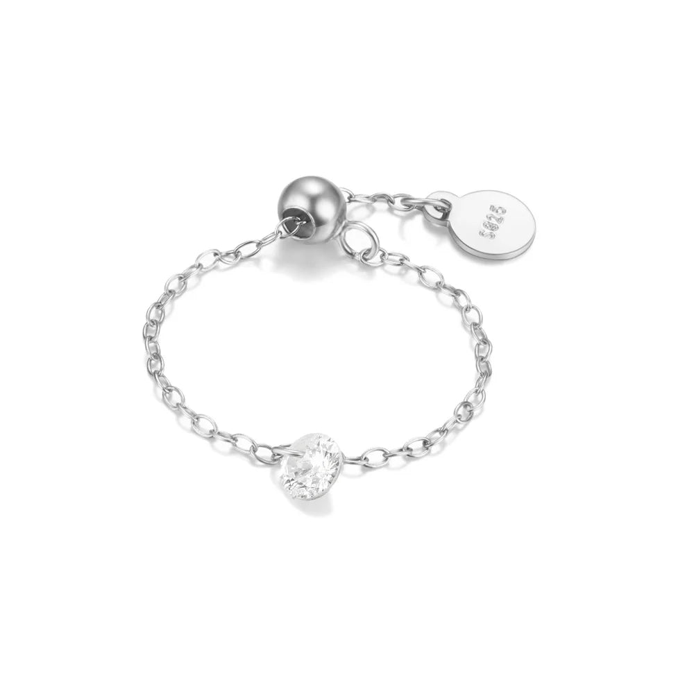 خواتم روكسي من الفضة الإسترليني عيار 925 بتصميمات نجوم مثمنة/دائرية/بتلات مرصعة بالزركون، للنساء، بسلسلة قابلة للتعديل.