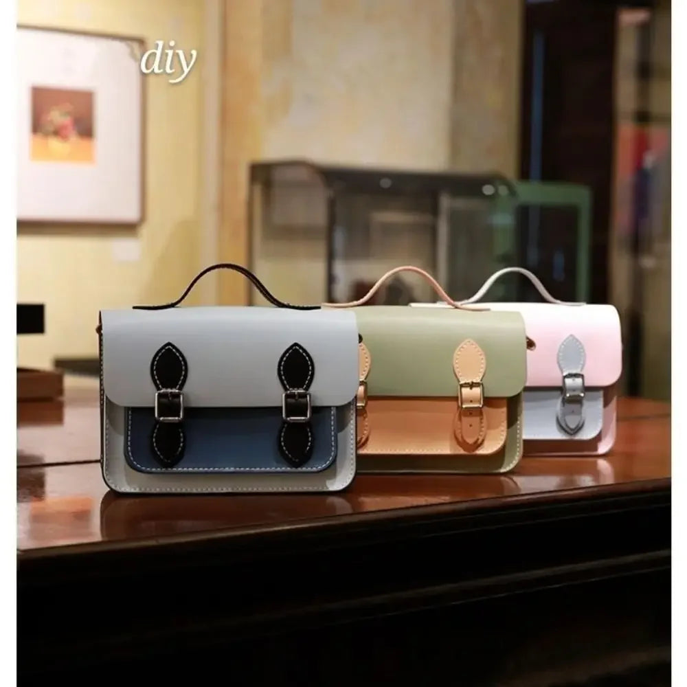 حقيبة جديدة من جلد البولي يوريثان مصنوعة يدويًا، 10 ألوان، حقيبة كامبريدج رسول يدوية الصنع، حقيبة نسائية مخيطة يدويًا
