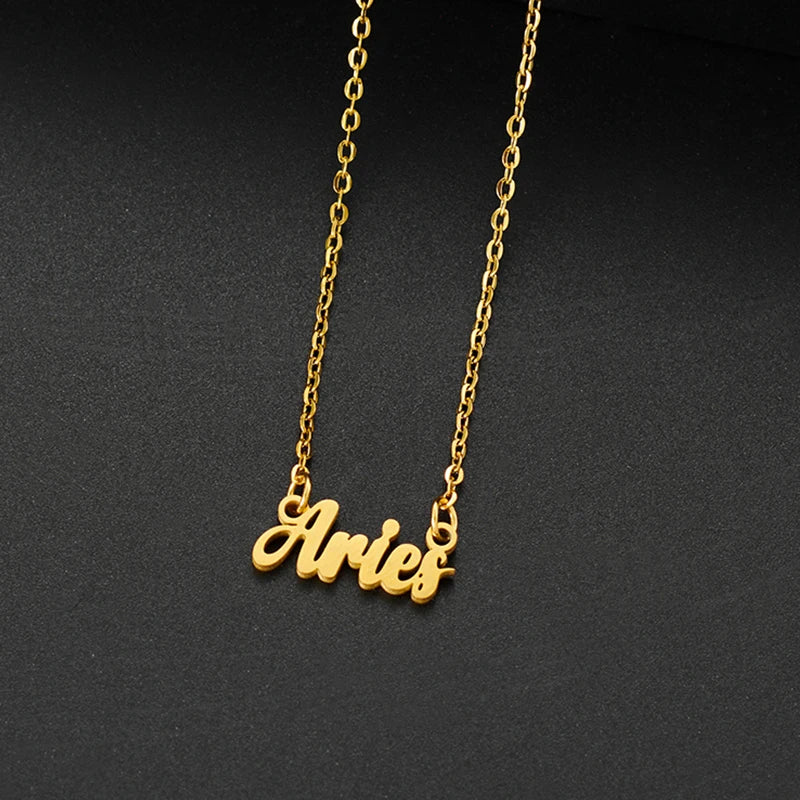 Stainless Steel 12 Zodiac Constellation Necklace for Women Aries Gemini Aquarius Pisces Leo Pendants Necklaces Astrology Jewelry