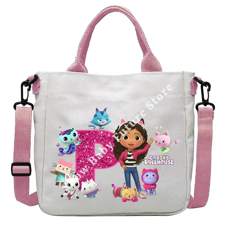 حقيبة كتف أنيقة بتصميم بيوت الدمى غابي للأولاد والبنات على شكل أنمي وحقيبة حمل أنيقة عليها حروف كرتونية وحقيبة يد من القماش وحقيبة كروس بودي وهدايا أعياد الميلاد