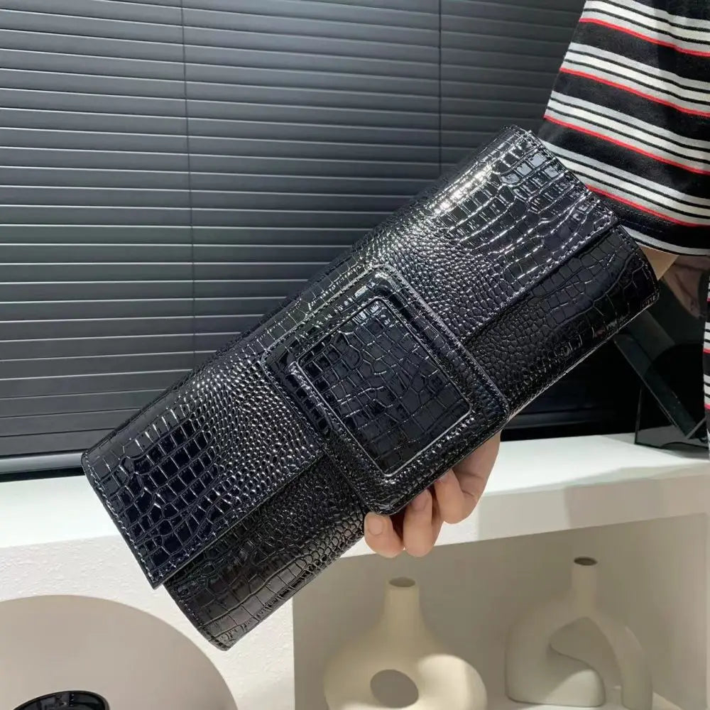 حقيبة يد نسائية أنيقة بتصميم ريترو بسعة كبيرة ونمط تمساح