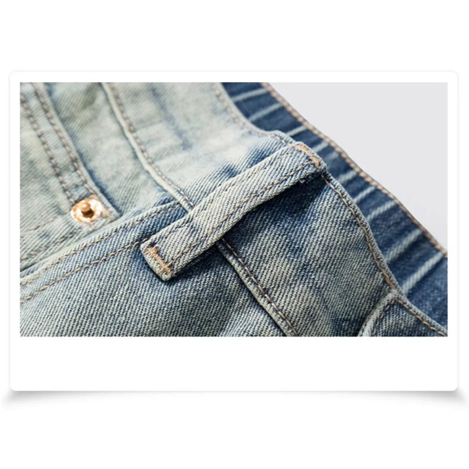 Trendy Men's Straight Leg Jeans Casual Loose Fit Autumn Winter New Style Blue Washed Denim Pants Versatile for All Seasons