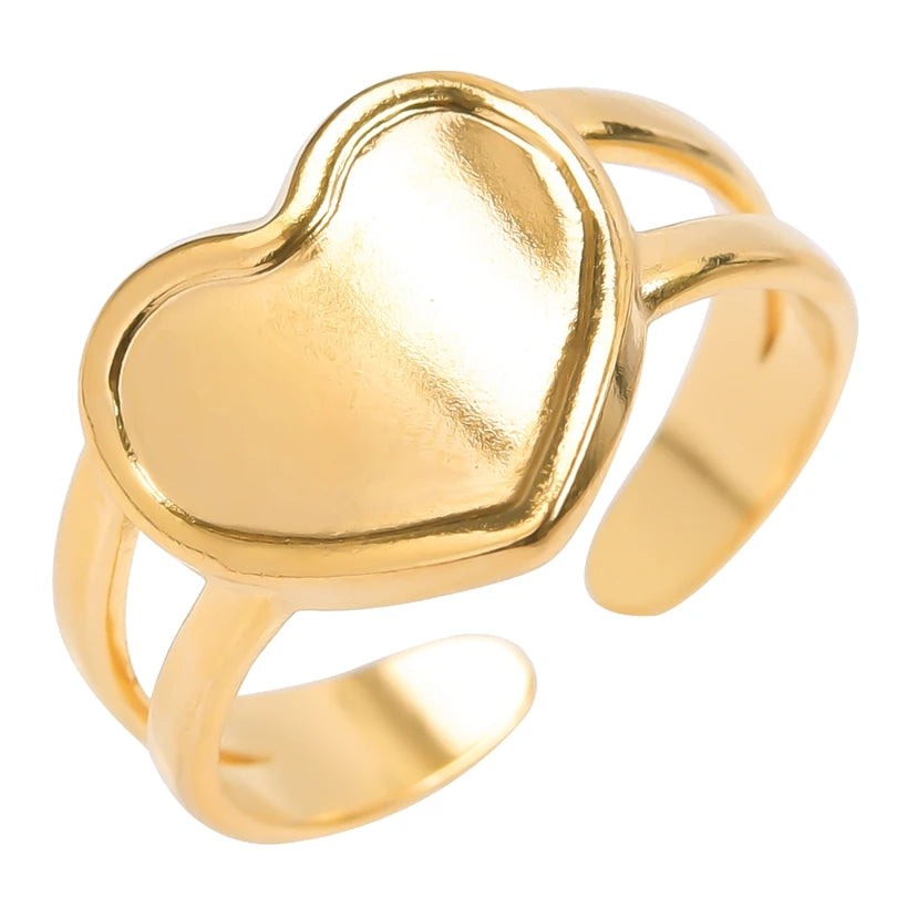 ٦ قطع/عبوة من حلقات مطلية بالذهب بقاعدة من الفولاذ المقاوم للصدأ، خواتم مفاصل فارغة يمكنك صنعها بنفسك للنساء، مجوهرات ساحرة لا يتغير لونها، بيع بالجملة