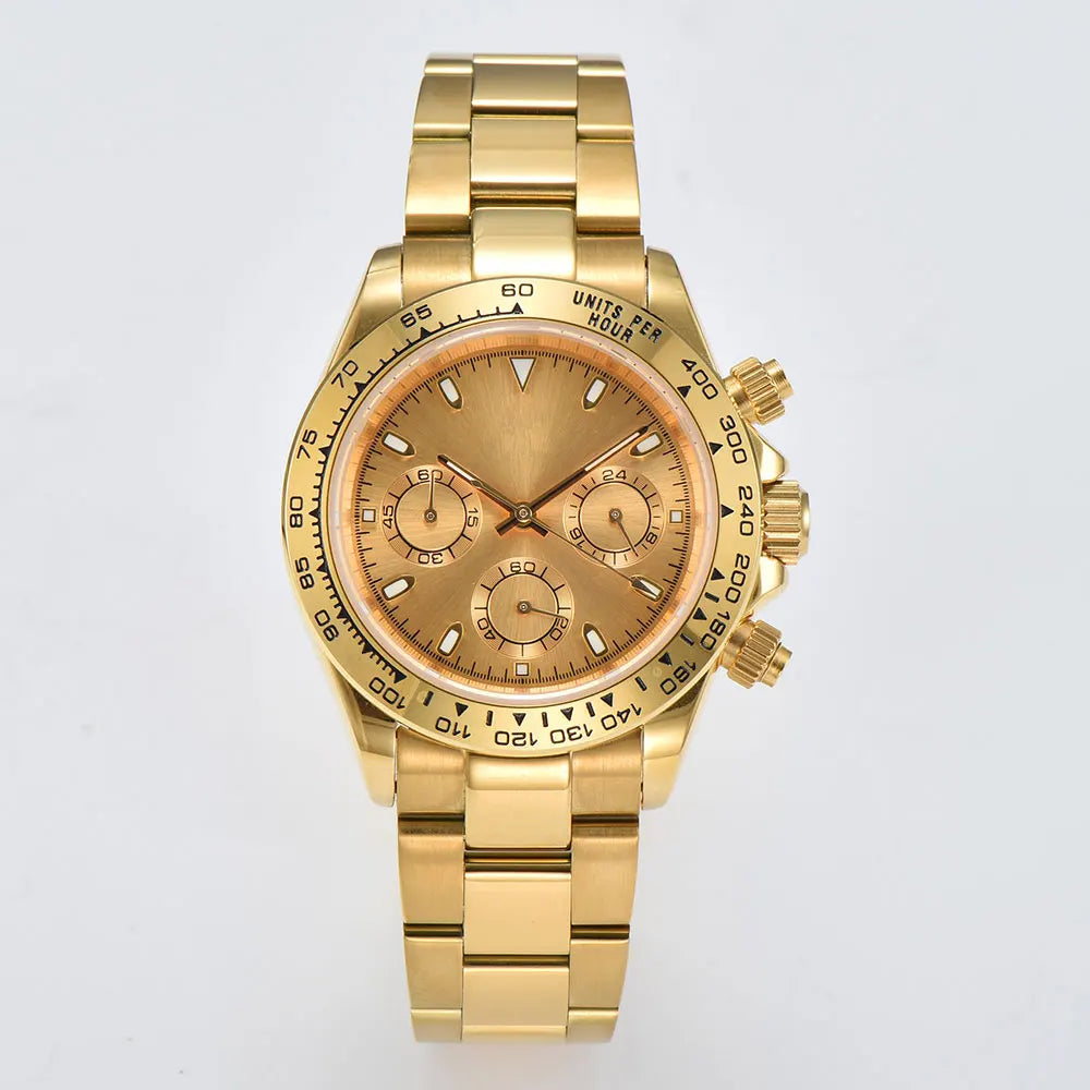 ساعة كرونوغراف فاخرة للرجال مقاس 39.3 مم، ساعة رجالية جديدة، ساعة عمل رجالية VK63، ساعة كرونوغراف رجالية VK63 مقاومة للماء حتى 10ATM