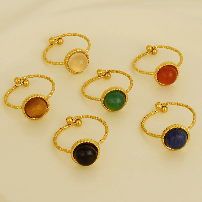 3/6 قطع خاتم دائري إبداعي من حجر عين النمر الحقيقي قابل للتعديل من الفولاذ المقاوم للصدأ خاتم مجوهرات للرجال والنساء هدية الذكرى السنوية إكسسوارات