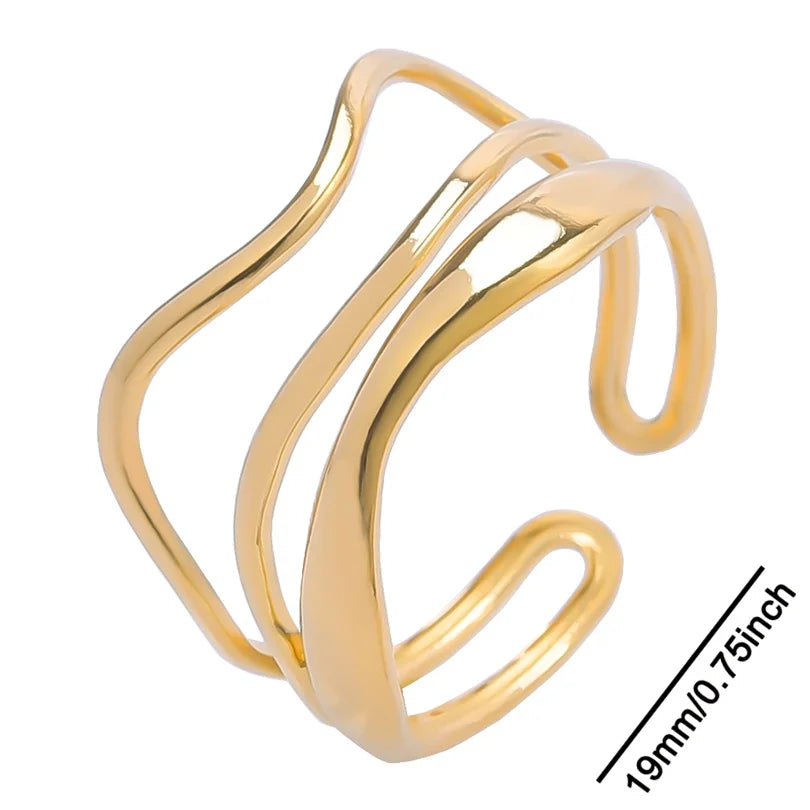 خواتم أنيقة مطلية بالذهب من الفولاذ المقاوم للصدأ، 6 قطع/مجموعة، بتصميمات زهور ونجوم وأوراق شجر وحب وثعبان، خواتم مجردة، مجوهرات نسائية بالجملة