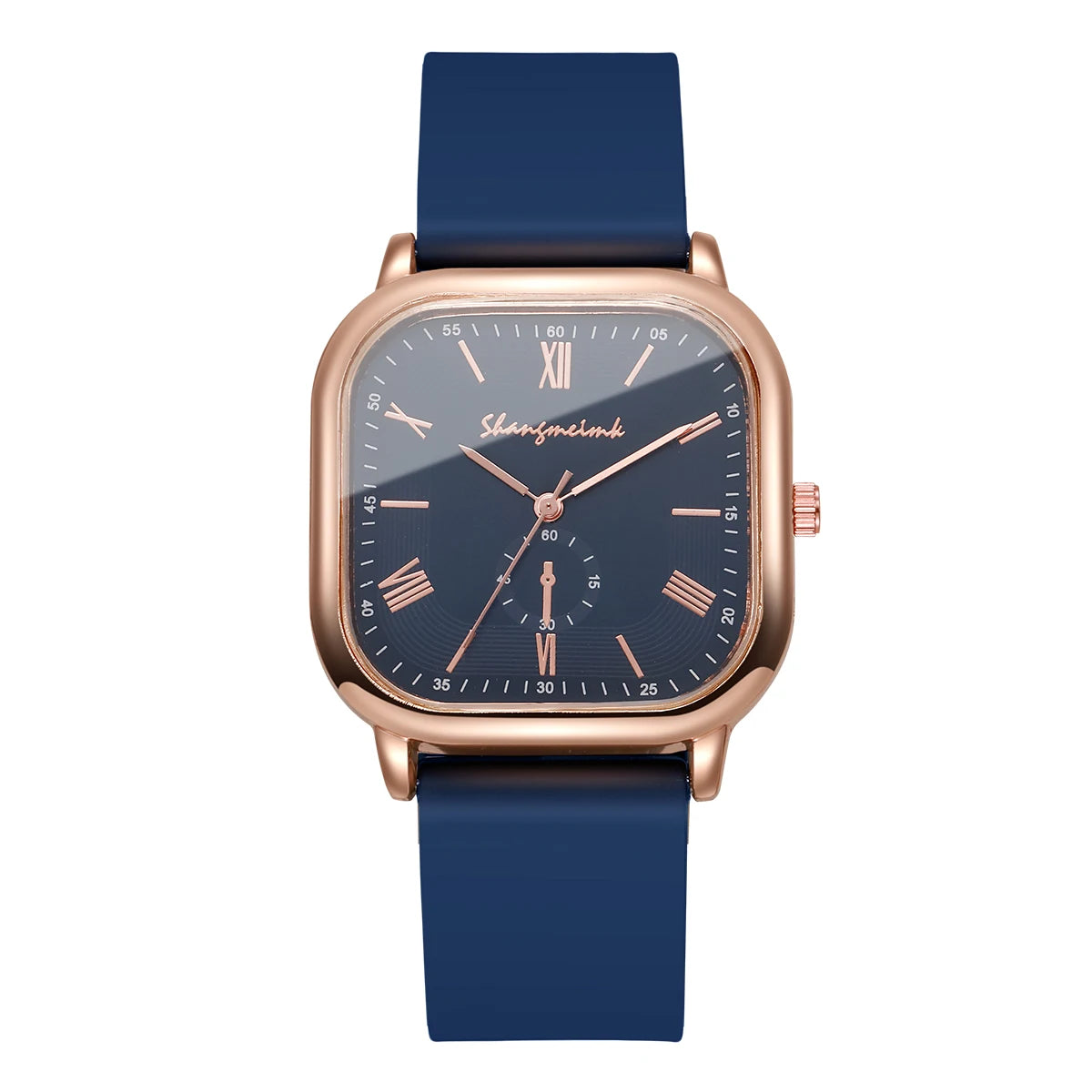 ساعة يد نسائية مربعة الشكل تعمل بالكوارتز، بحزام سيليكون، مناسبة للإطلالات الكاجوال (بدون علبة)