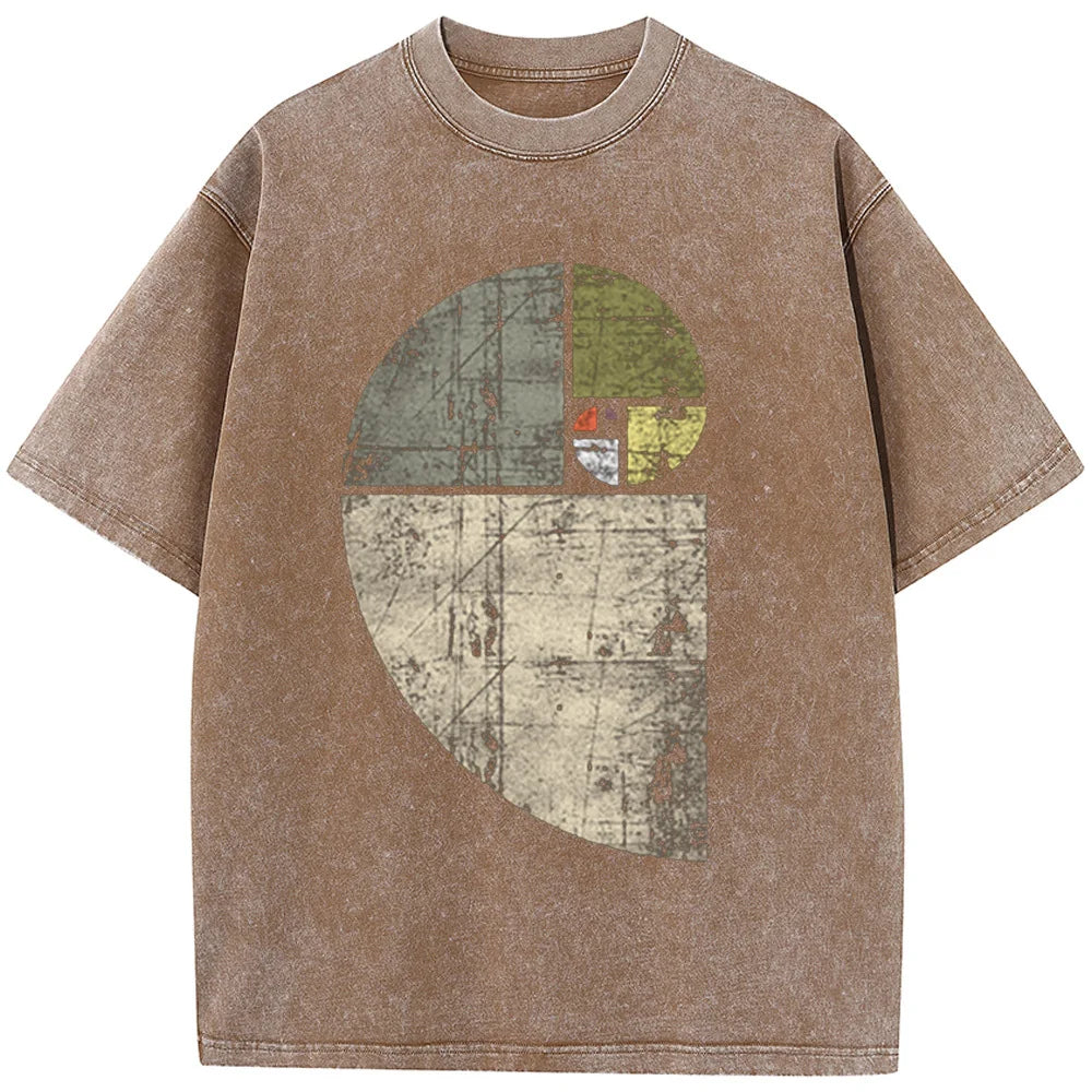 قميص رجالي كلاسيكي بأكمام قصيرة من فيبوناتشي، ملابس الشارع الهيب هوب، قمصان رجالية مغسولة، قمصان رجالية ملونة كلاسيكية