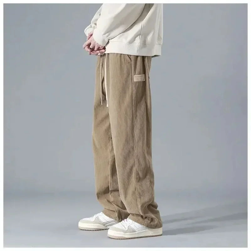 2025 Spring Autumn New Men'S Corduroy Straight Leg Pants Men comfort Loog Trousers Style Trendy Casual Sports Jogging pants