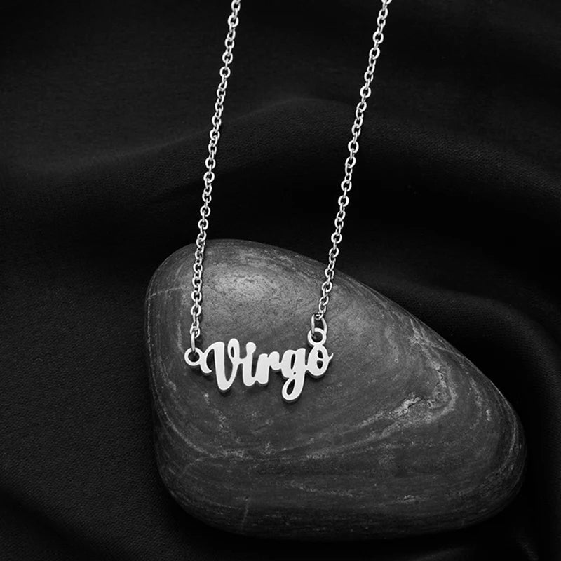 Stainless Steel 12 Zodiac Constellation Necklace for Women Aries Gemini Aquarius Pisces Leo Pendants Necklaces Astrology Jewelry