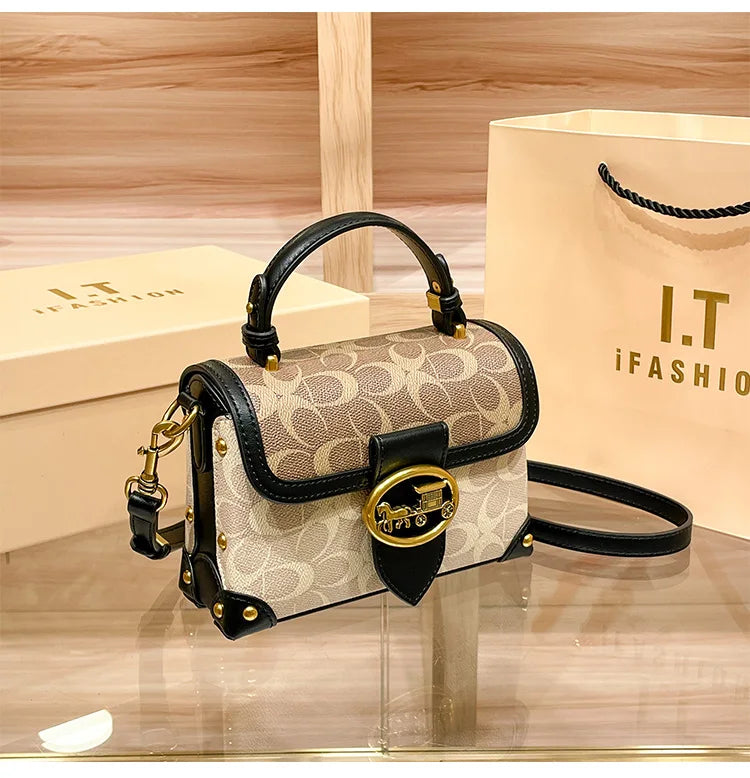 حقيبة يد صغيرة جديدة بتصميم بسيط وعصري، حقيبة نسائية بلون متناقض، حقيبة كروس بودي فاخرة، حقيبة صندوقية محمولة