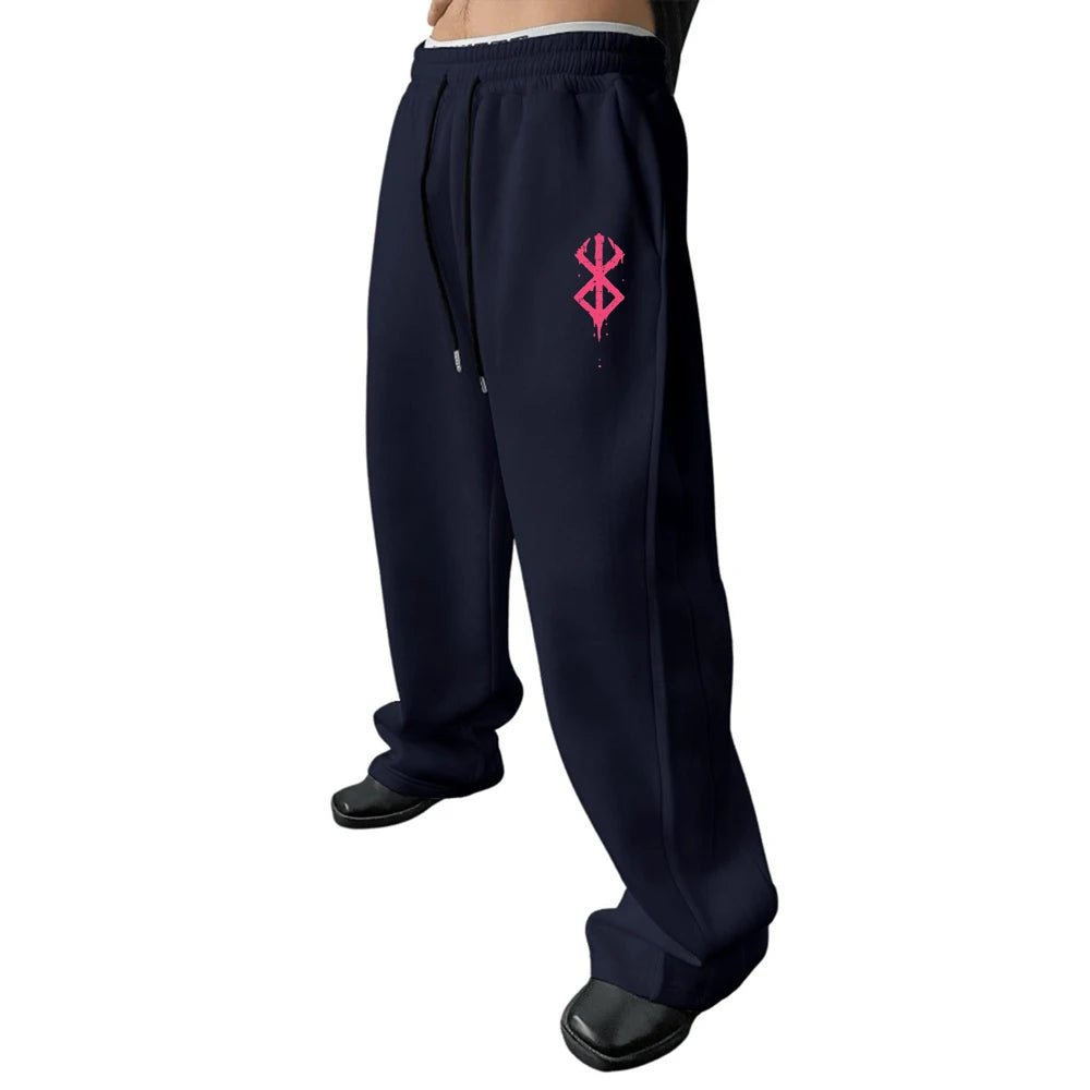 Latest Model Men's Pants Simple Print Casual Sweatpants Elastic Waist Drawstring Pants Suitable Corduroy Men Pants Vintage