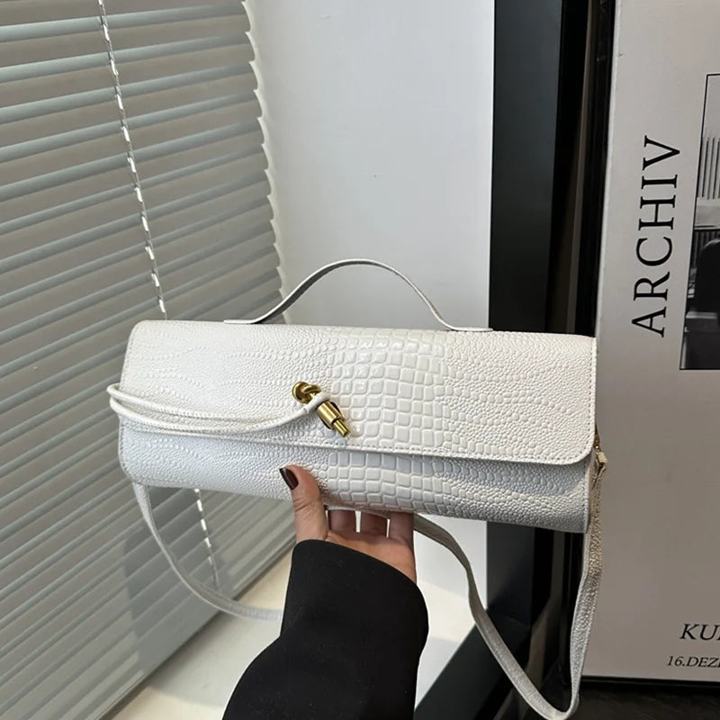 حقيبة كروس بودي منقوشة بنقشة جلد التمساح - حزام قابل للتعديل وإبزيم معدني، خفيفة الوزن ومتينة للاستخدام اليومي للنساء