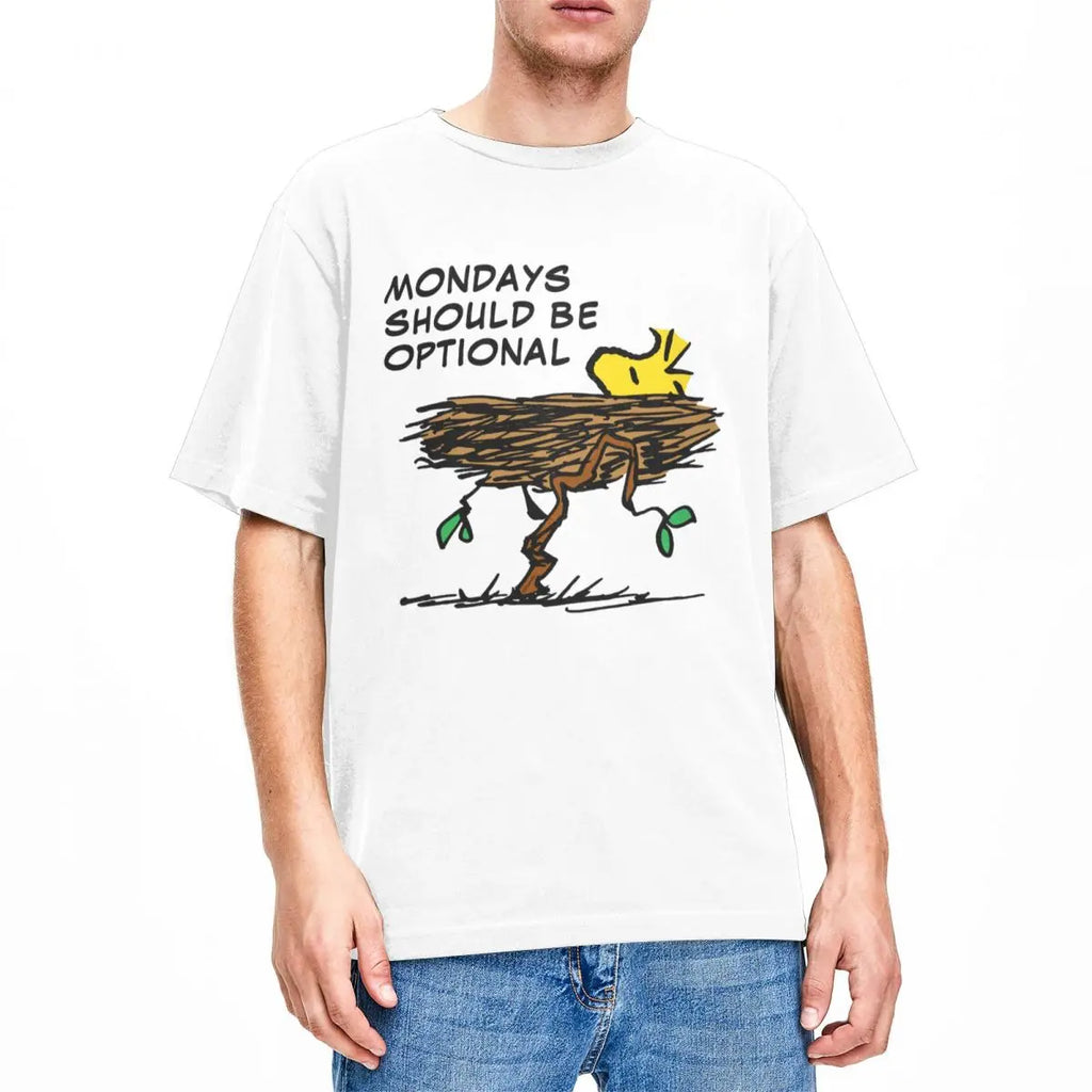 قميص قيلولة Peanuts Woodstock إكسسوارات للرجال والنساء قطن Humor Tee Shirt بأكمام قصيرة ملابس لجميع المواسم