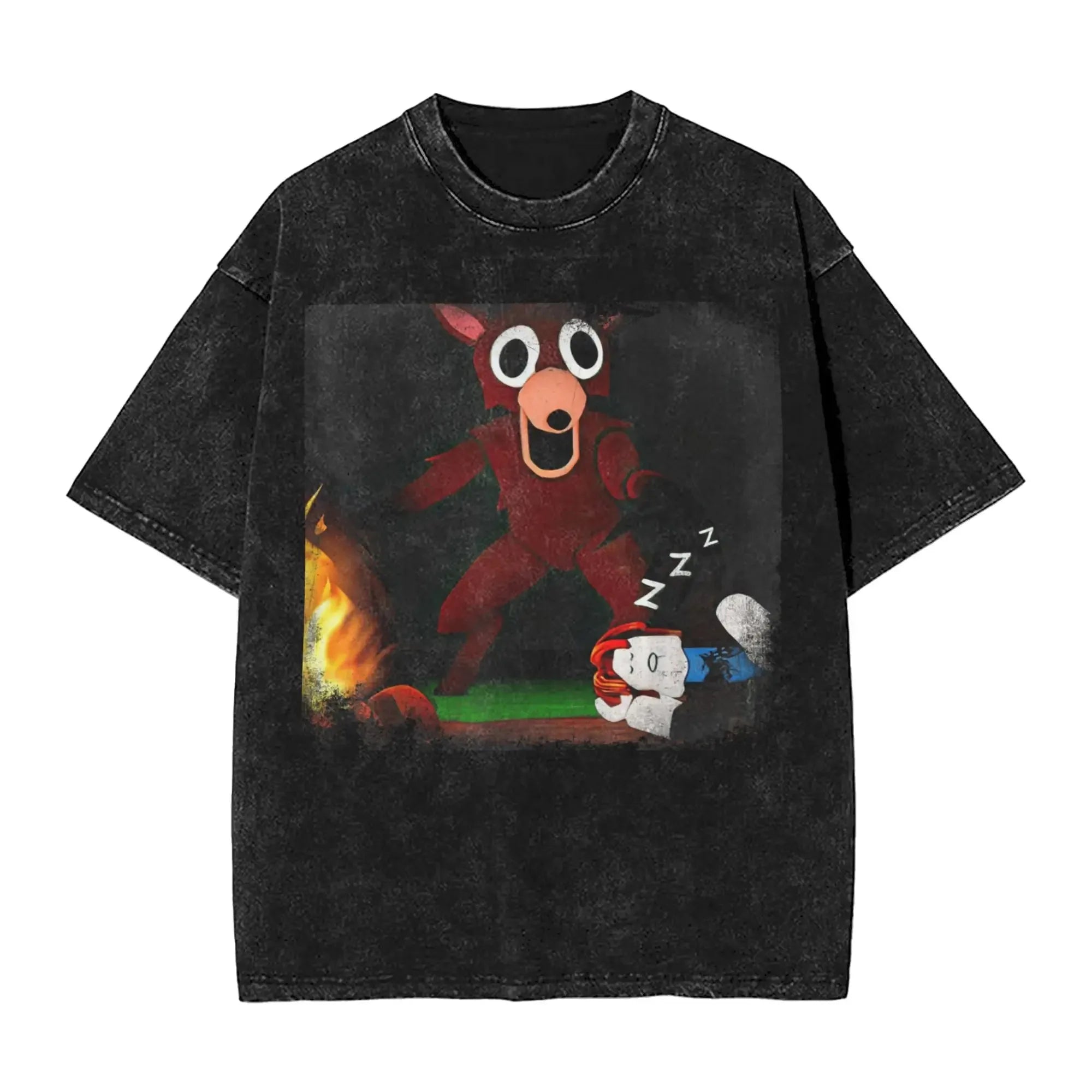 New Game 99 Nights Halloween in The Forest Funny Washed Vintage T-Shirt Men Women Cotton O Neck Tees Street Loose Oversized Top