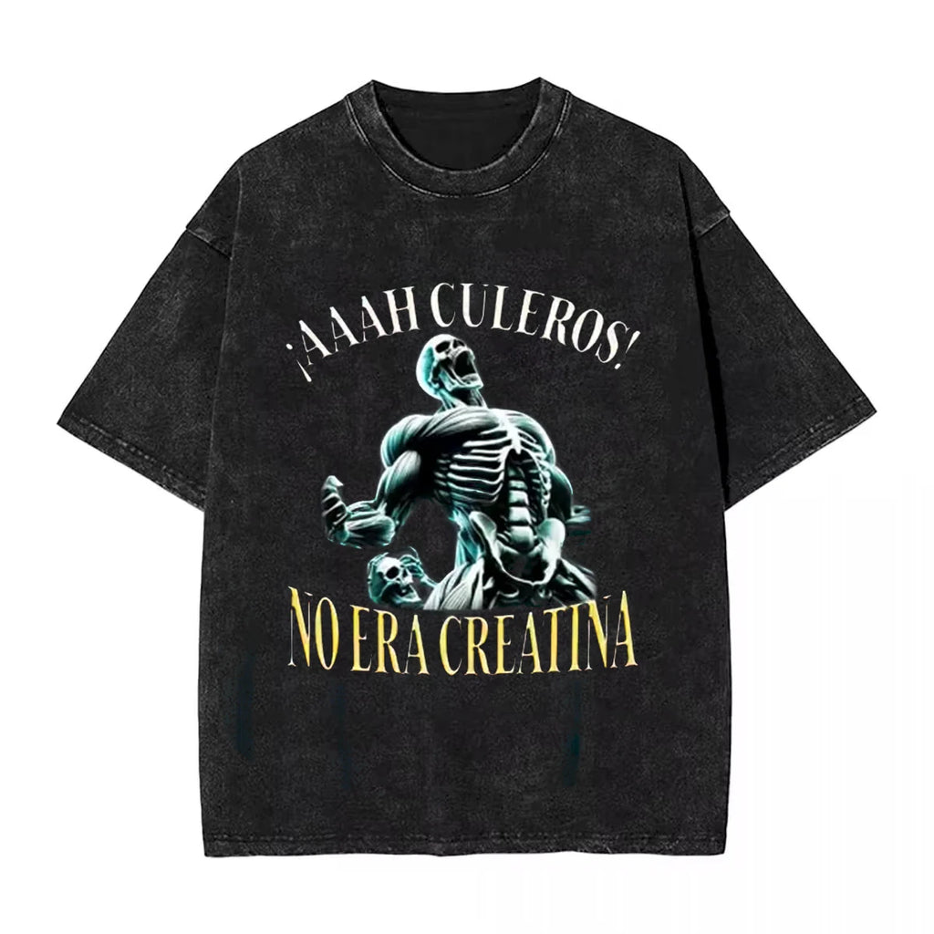 تي شيرت Calacas Chidas Gym Fitness Con Frases Sarcasticas Washed للرجال والنساء، تي شيرتات كلاسيكية، ملابس الشارع Harajuku كاجوال للجنسين