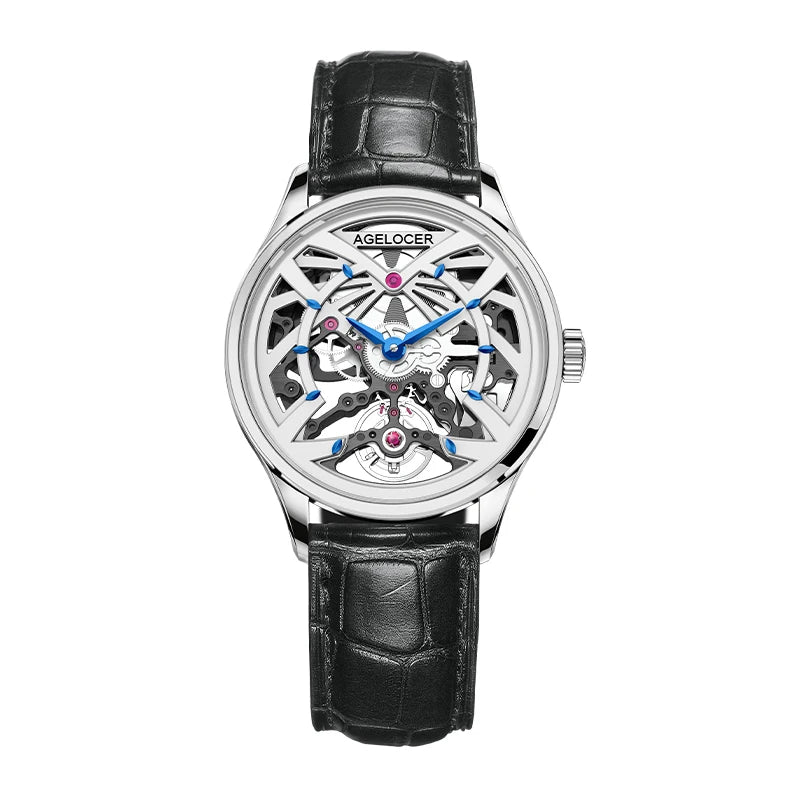ساعة AGELOCER الأصلية Schwarzwald النسائية الفاخرة للأعمال، ساعة ميكانيكية أوتوماتيكية، هدية عيد ميلاد للنساء