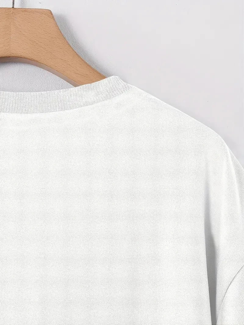 تيشيرت رجالي عصري فضفاض مطبوع عليه رسومات جرافيتي على شكل دمية، مصنوع من القطن الخالص 100%، بياقة دائرية وأكمام قصيرة.