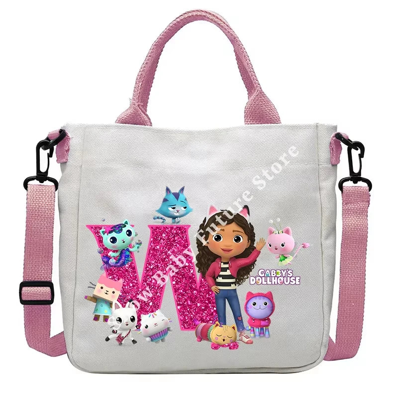 حقيبة كتف أنيقة بتصميم بيوت الدمى غابي للأولاد والبنات على شكل أنمي وحقيبة حمل أنيقة عليها حروف كرتونية وحقيبة يد من القماش وحقيبة كروس بودي وهدايا أعياد الميلاد