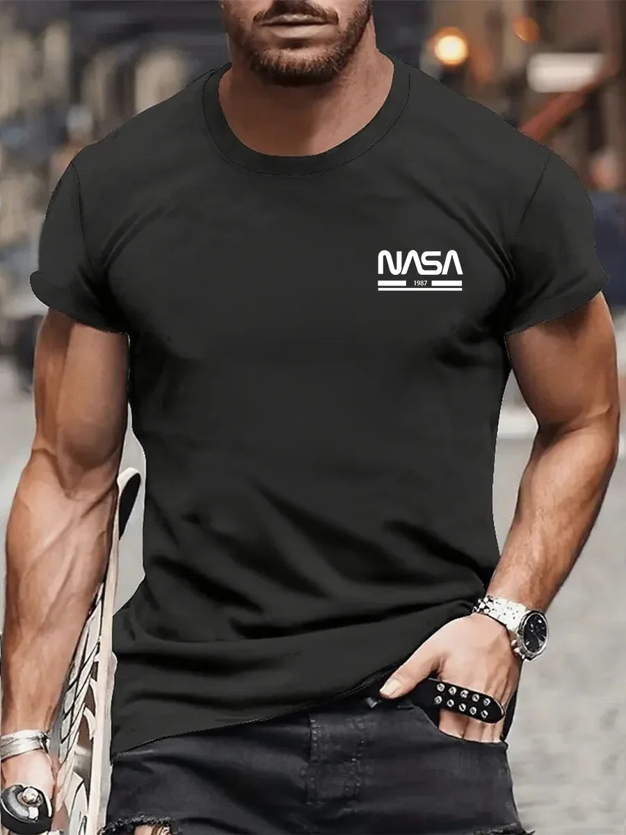 تي شيرت رجالي رياضي قابل للتنفس بطبعة جرافيكية لعام 2025، تي شيرت قطني بأكمام قصيرة، تي شيرت صيفي من علامة تجارية للشارع