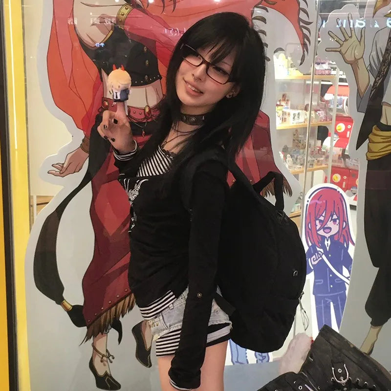 تي شيرت Karrram الياباني Y2K المزيف المكون من قطعتين، تي شيرت مطبوع عليه وشم من العقد الأول من القرن الحادي والعشرين، تي شيرت بجماليات الجرونج، تي شيرت مرقع، تي شيرت على الطراز القوطي العتيق