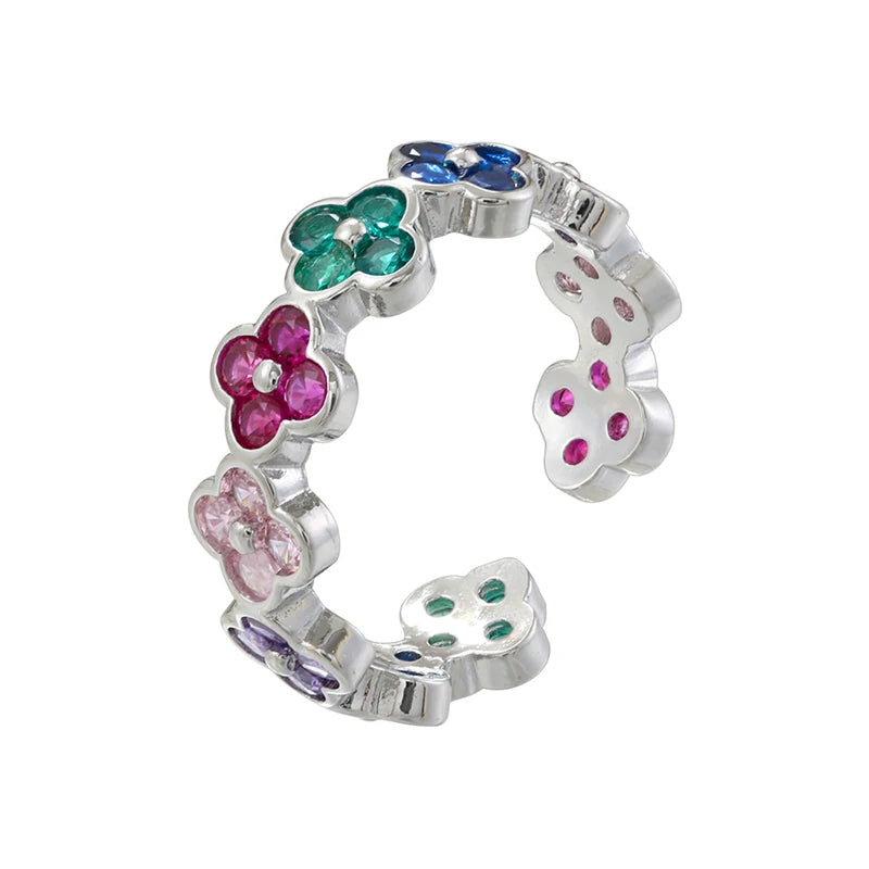 خاتم نسائي مفتوح الطرف قابل للتعديل من ZHUKOU، مصنوع من النحاس السميك عالي الجودة ومطلي بالذهب ومرصع بالزركونيا: VJ702