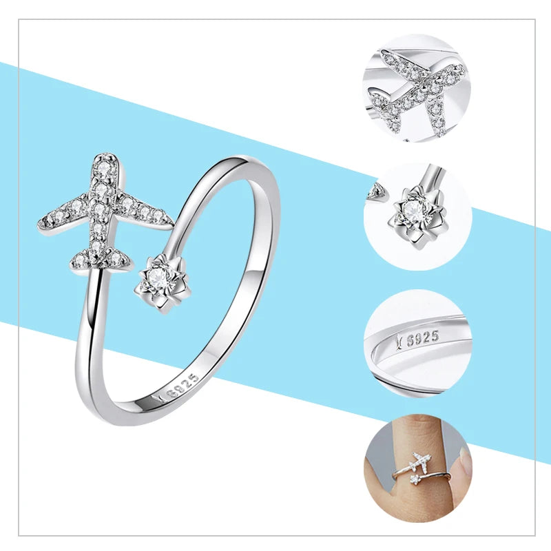 خواتم قابلة للتعديل من WOSTU، مصنوعة من الفضة الإسترليني عيار 925، قابلة للتكديس، مرصعة بالزركون، متوفرة بمقاسات مختلفة، للنساء، مجوهرات أصلية.