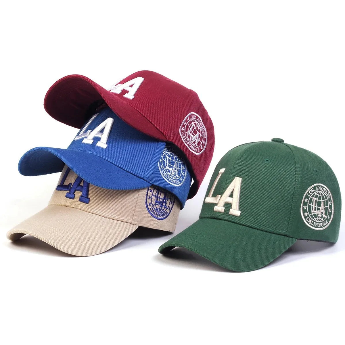 1pc Unisex LA Letter Embroidery Snapback Baseball Caps Spring and Autumn Outdoor Adjustable Casual Hats Sunscreen Hat