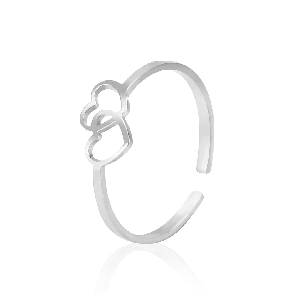 خاتم تيمر من الفولاذ المقاوم للصدأ، خواتم نسائية وفتيات وأزواج، بتصميمات على شكل قلب، مخلب قطة، زهرة، ثعبان، نجمة، موسيقى، خاتم قابل للتعديل، هدية مجوهرات