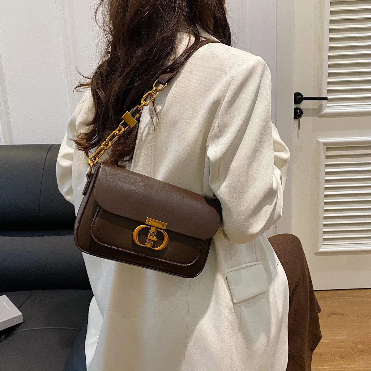 حقيبة صغيرة ريترو حقيبة كتف نسائية أصلية أنيقة حقيبة يد لكبار السن حقيبة تحت الإبط