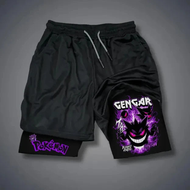 تي شيرت رجالي ونسائي صيفي كاجوال فضفاض من بوكيمون أنيميشن جينجار، تي شيرت بقلنسوة وسراويل قصيرة وبنطلون رياضي، مناسب للشارع ومناسب لفصل الربيع