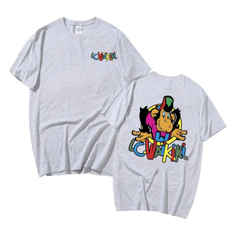 تيشيرت رجالي برسومات قرد، تيشيرتات رجالية، تيشيرتات وايكيكي برسومات قرد على الوجهين، تيشيرتات علوية للرجال والنساء، تيشيرت عصري كاجوال بأكمام قصيرة