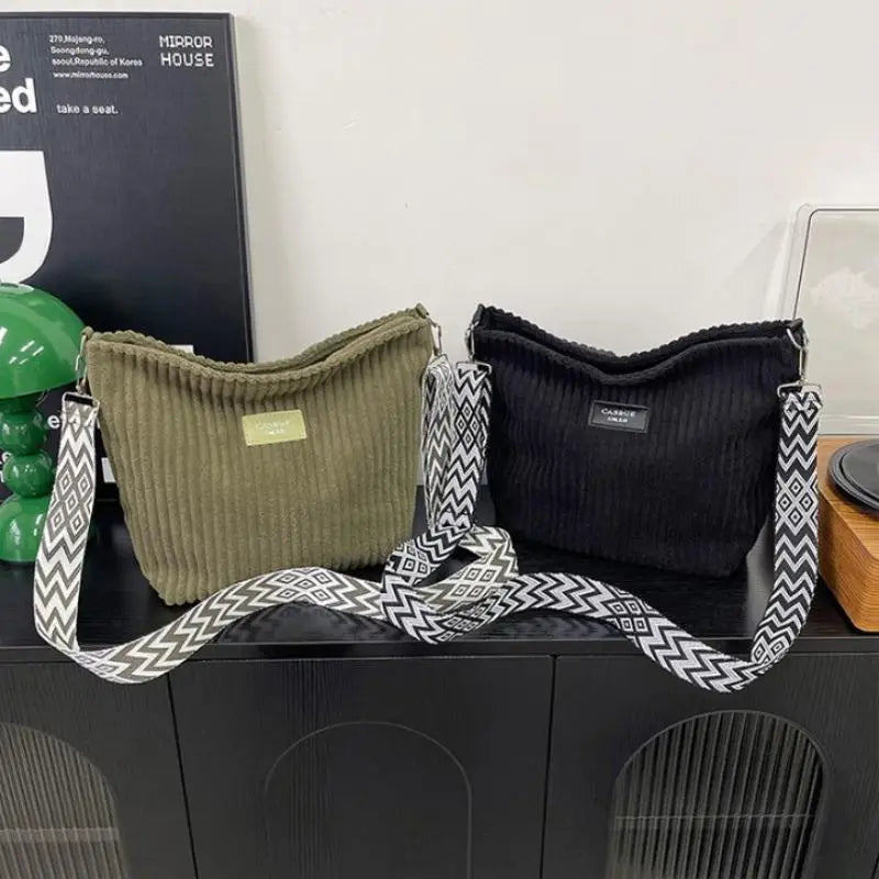 حقيبة كروس بودي كاجوال من قماش مخملي كبير الحجم، حقيبة توت نسائية أنيقة بسيطة، حقيبة كتف واحدة