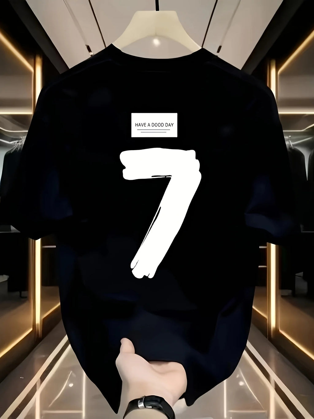 تيشيرت رجالي صيفي مصنوع من القطن الخالص 100%، بتصميم عصري وعصري، مناسب للرياضة والأنشطة غير الرسمية، بقصة فضفاضة وطبعة مميزة، وياقة دائرية وأكمام قصيرة.