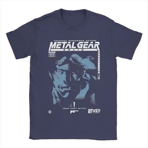 تي شيرت رجالي ونسائي MGS1 Solid Snake Game T-Shirt Metal Gear قطني مضحك بأكمام قصيرة ورقبة دائرية تي شيرت كلاسيكي