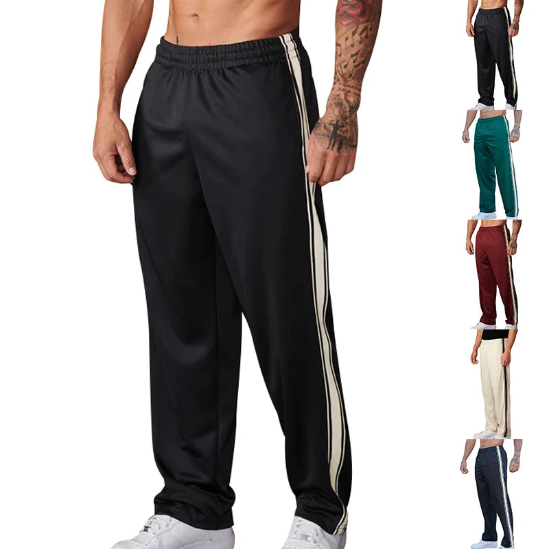2024 Spring And Autumn New Men's Sports Pants American Style Striped Loose Straight Leg Casual Running Training Wear Men's Pants