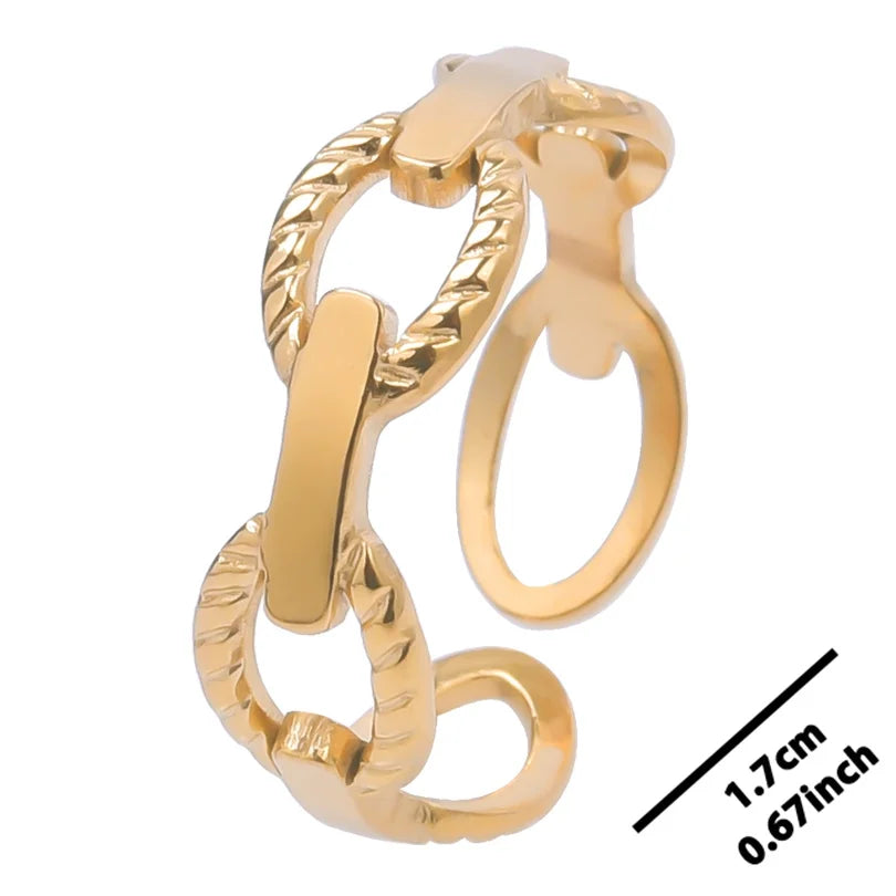 خواتم أنيقة مطلية بالذهب من الفولاذ المقاوم للصدأ، 6 قطع/مجموعة، بتصميمات زهور ونجوم وأوراق شجر وحب وثعبان، خواتم مجردة، مجوهرات نسائية بالجملة